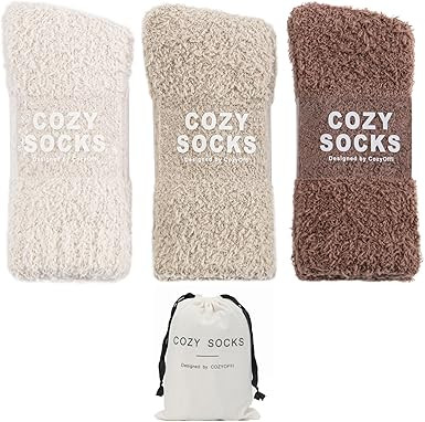 Cozy Socks for Women Gifts: 3 Pairs Luxe Cloud Fuzzy Socks for Home Sleep | Amazon (US)