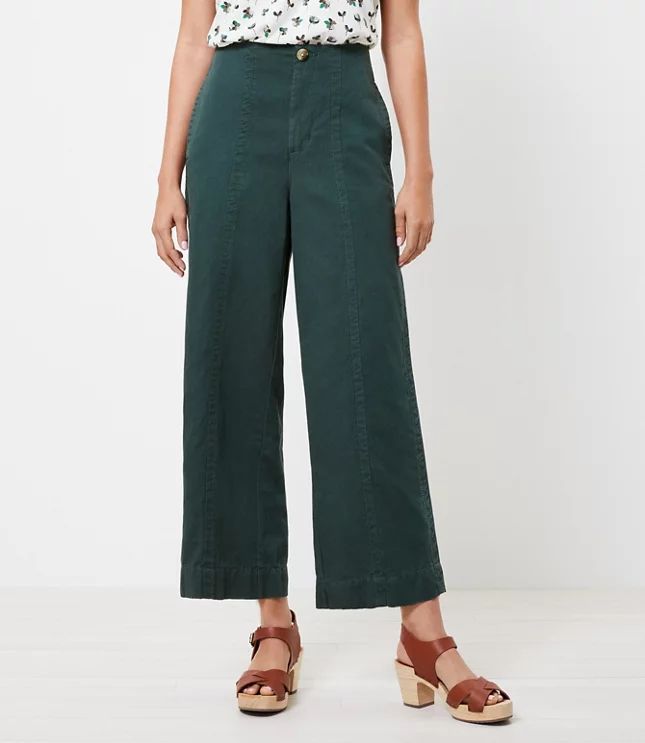 Seamed Twill Wide Leg Crop Pants | LOFT