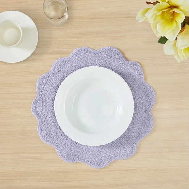 Way to Celebrate Purple Braided Cotton 15" Round Placemat, 1 Piece | Walmart (US)