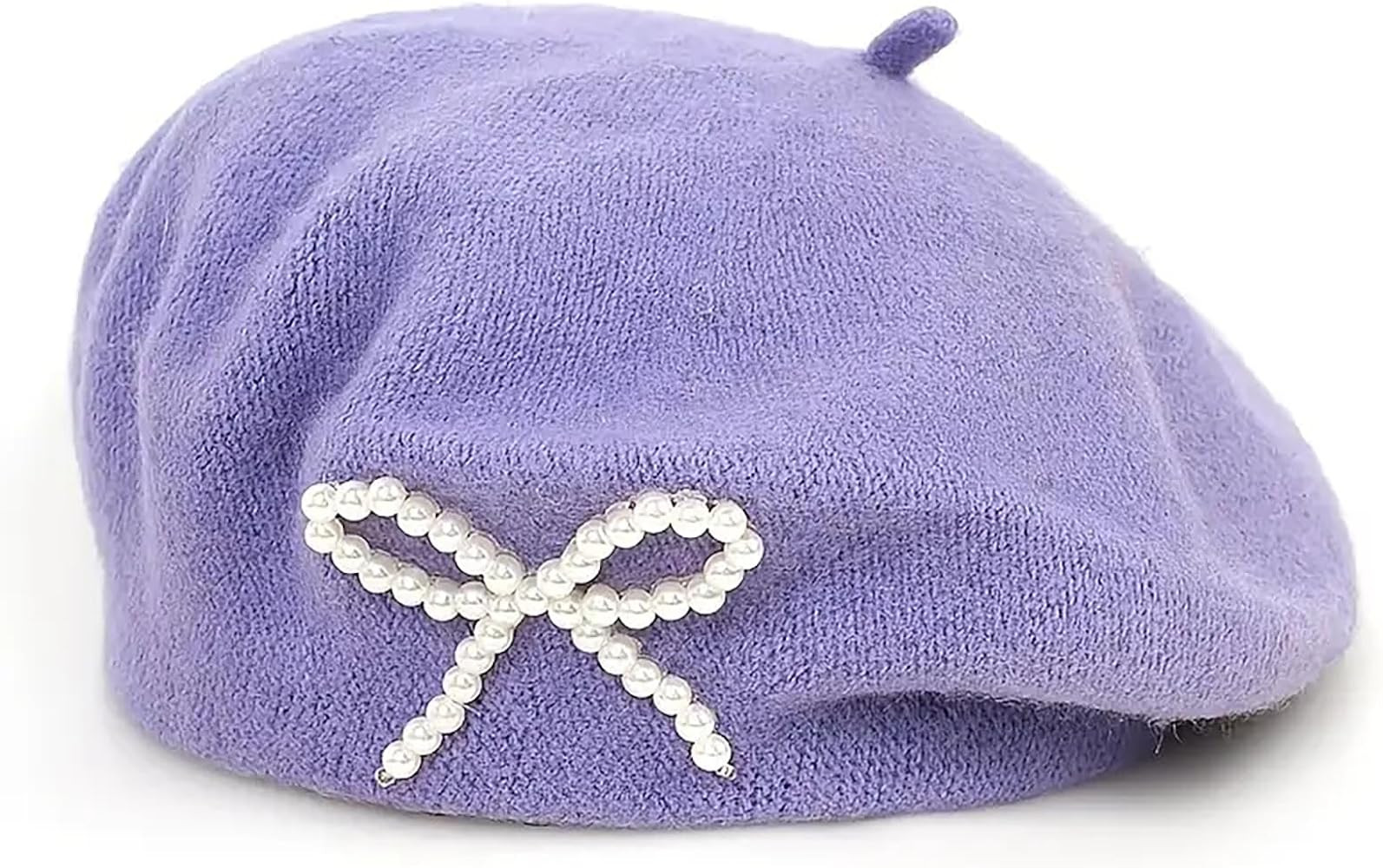 Women's Cute Pearl Bow Hat Classic French Beret Winter Artists Cap Gift | Amazon (US)
