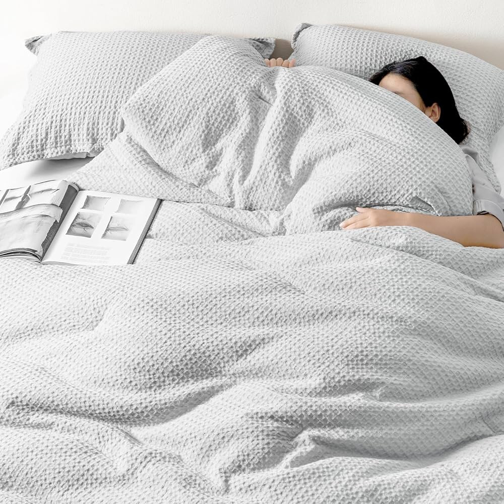 David's Home Waffle Weave Comforter Set 3PCS Queen Size, Soft Breathable Lightweight Warm for All... | Amazon (US)