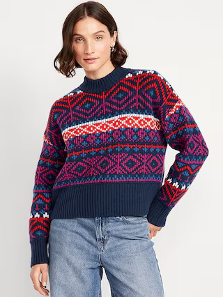 SoSoft Mock-Neck Fair Isle Sweater | Old Navy (US)