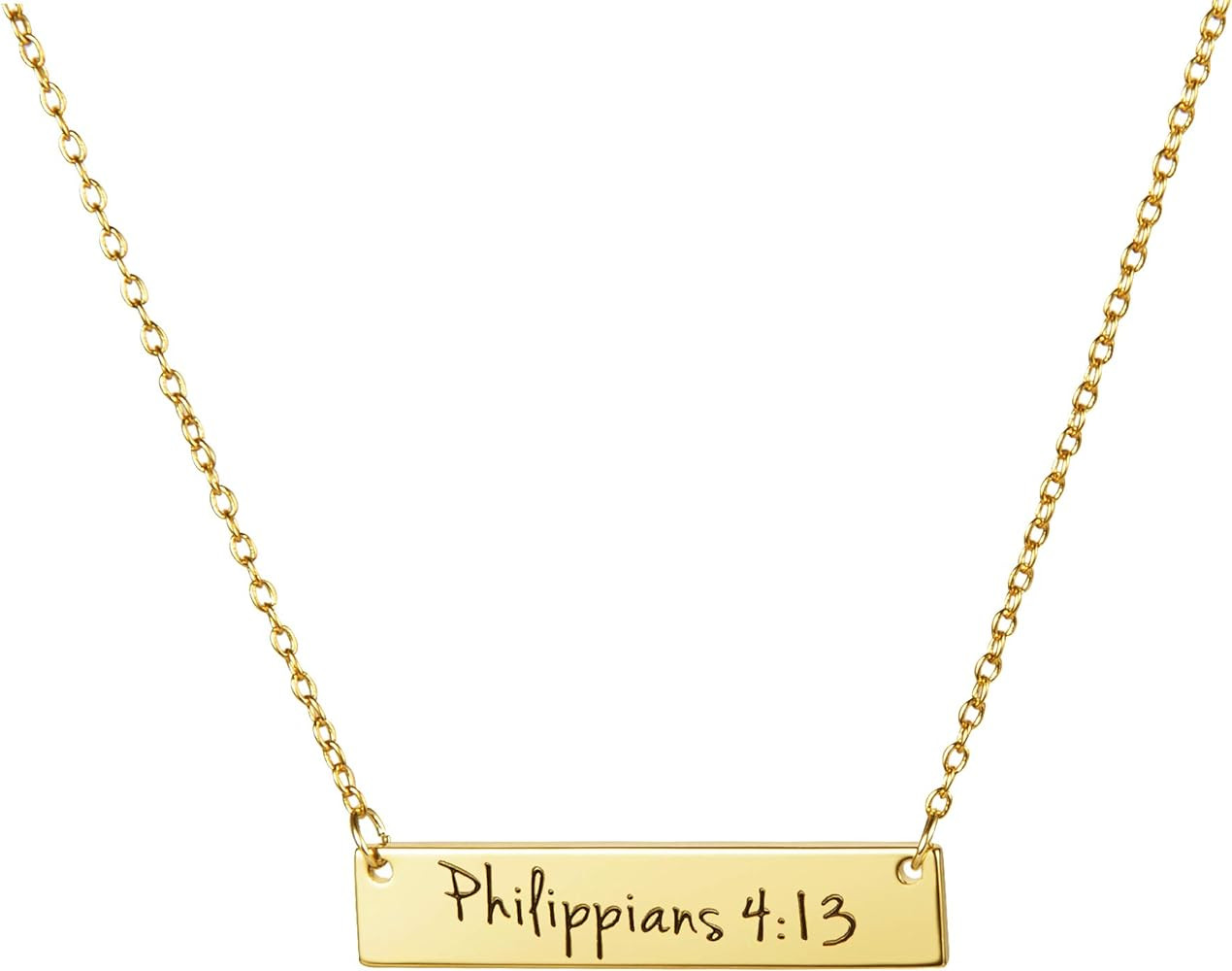 Amazon.com: Memgift 18K Gold Plated Necklace Inspirational Bible Verse Engraved Christmas Jewelry... | Amazon (US)