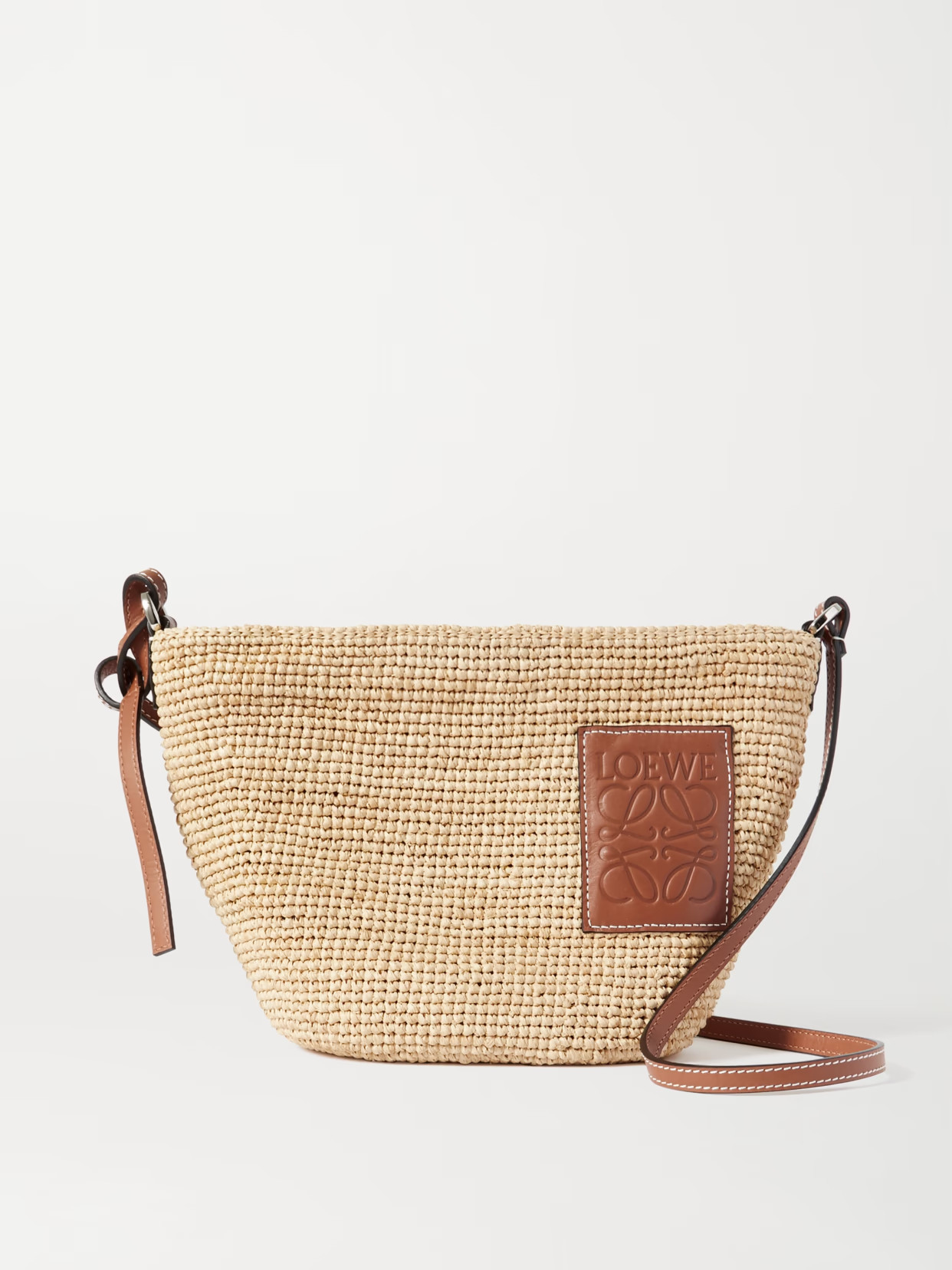 LOEWE - + Paula's Ibiza Pochette Leather-trimmed Woven Raffia Shoulder Bag - Brown | NET-A-PORTER (US)