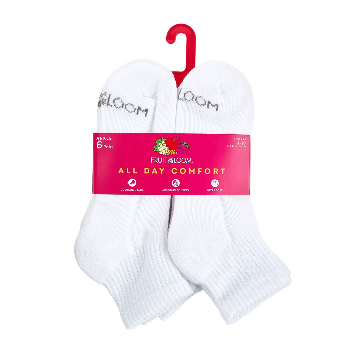 Fruit of the Loom Women's Cushioned 6pk Ankle Athletic Socks 4-10 | Target