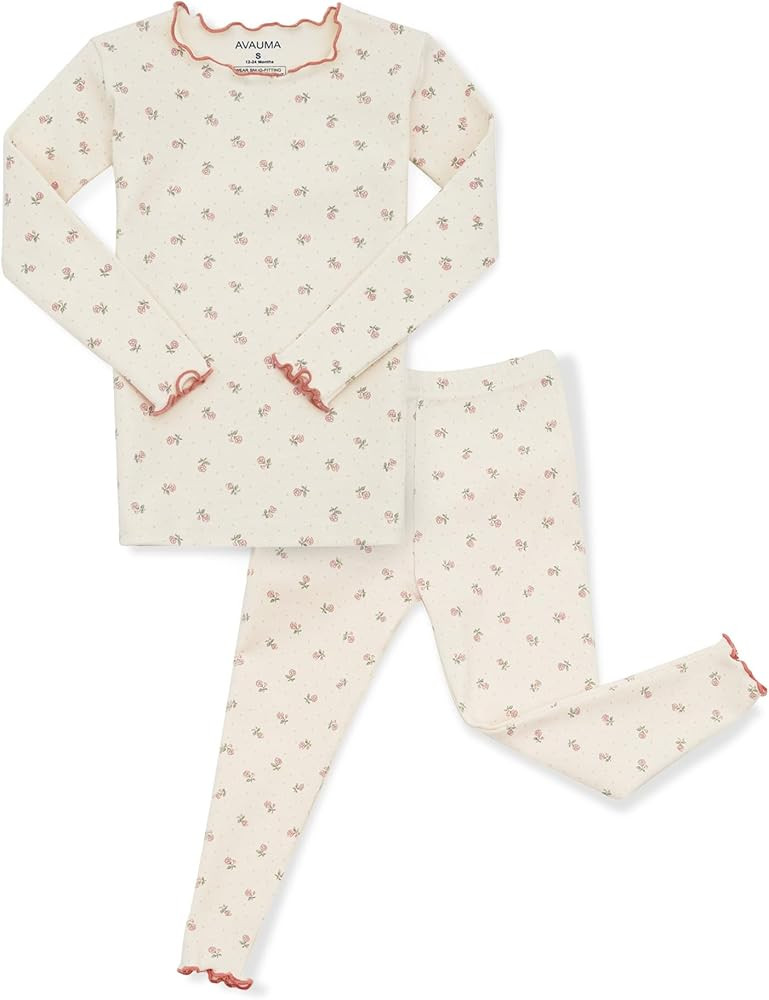 AVAUMA Baby Boy Girl Pajama Set 6M-7T Kids Cute Toddler Snug fit Flower Pattern Design Pjs Cotton... | Amazon (US)