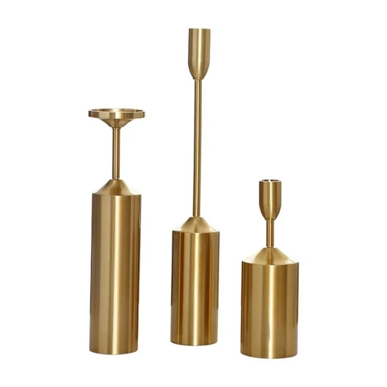 Gold Candle Holders Set of 3 for Taper Candles Decorative Candlestick Stand Candlestick Modern fo... | Walmart (US)