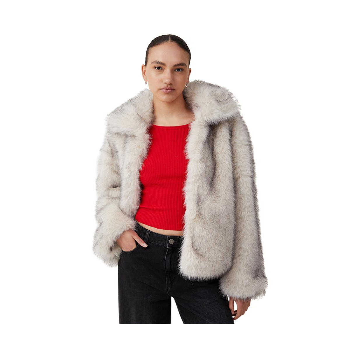 Cotton On Women's Mimi Faux Fur Jacket - Tipped cream | Macy's
