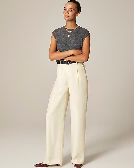 Essential wide-leg pant in textured satin | J. Crew US