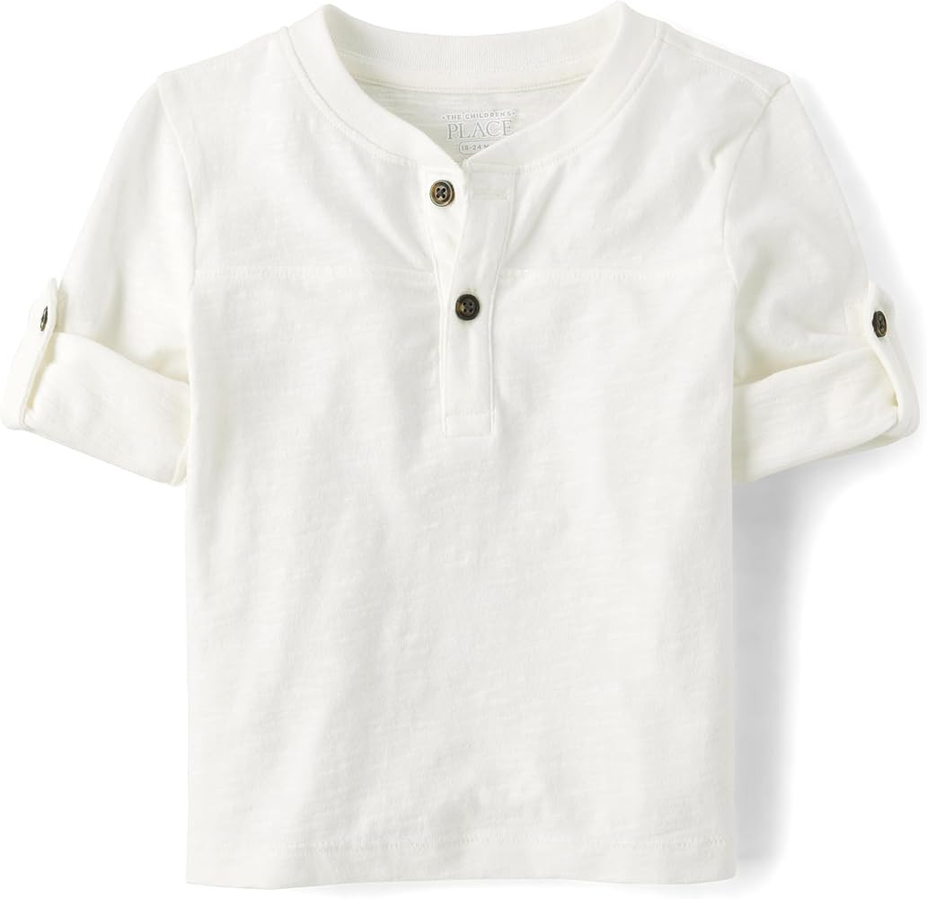 The Children's Place Baby Boys' and Toddler Long Sleeve Rolled Cuff Henley Shirt | Amazon (US)