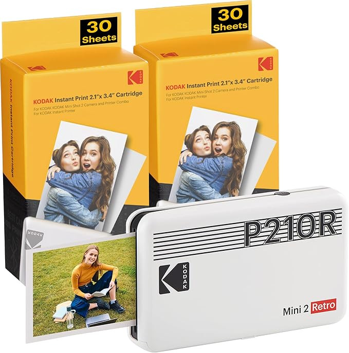 Kodak Mini 2 Retro 2.1x3.4” Portable Photo Printer (60 Sheets), Wireless Connection, Compatible... | Amazon (US)
