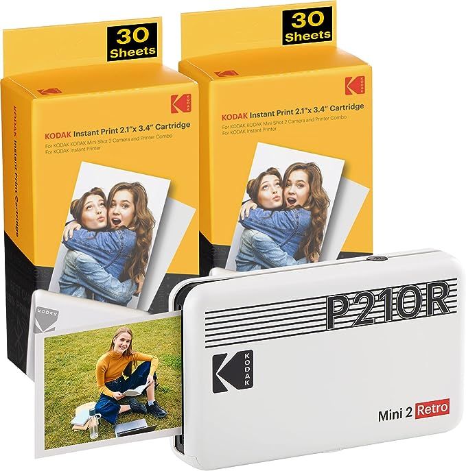 Kodak Mini 2 Retro 2.1x3.4” Portable Photo Printer (60 Sheets), Wireless Connection, Compatible... | Amazon (US)