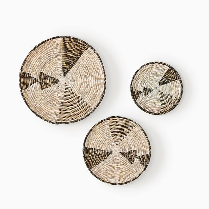 Graphic Millet Wall Baskets - Black & White | West Elm (US)