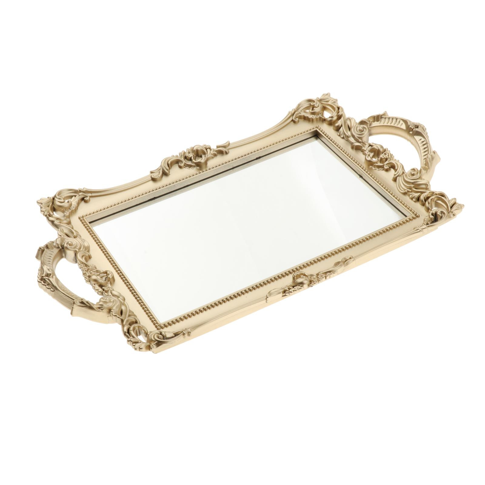 Vintage Mirrored Vanity Tray Jewelry Tray Perfume Decorative Tray Golden | Walmart (US)