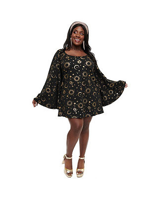 Smak Parlour Plus Size Angel Sleeve Downtown Scene Mini Fit & Flare Dress - Macy's | Macy's