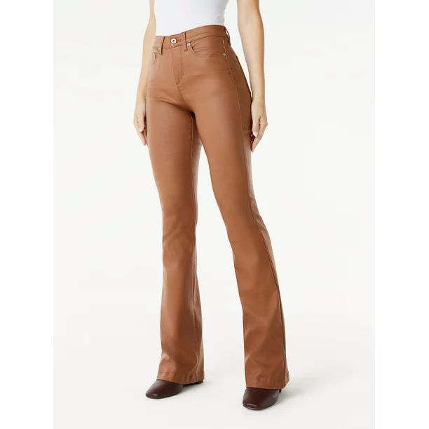 Sofia Jeans Women's Melisa Flare High Rise Coated Pants, 33.5" Inseam, Sizes 2-20 - Walmart.com | Walmart (US)