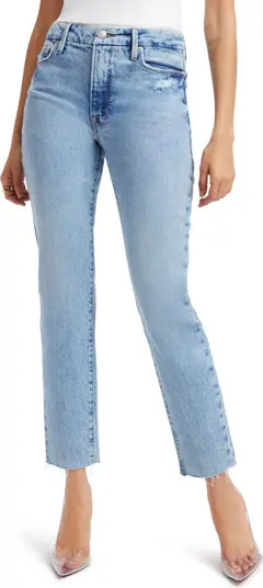 Good American Good Classic High Waist Crop Straight Leg Jeans | Nordstrom | Nordstrom