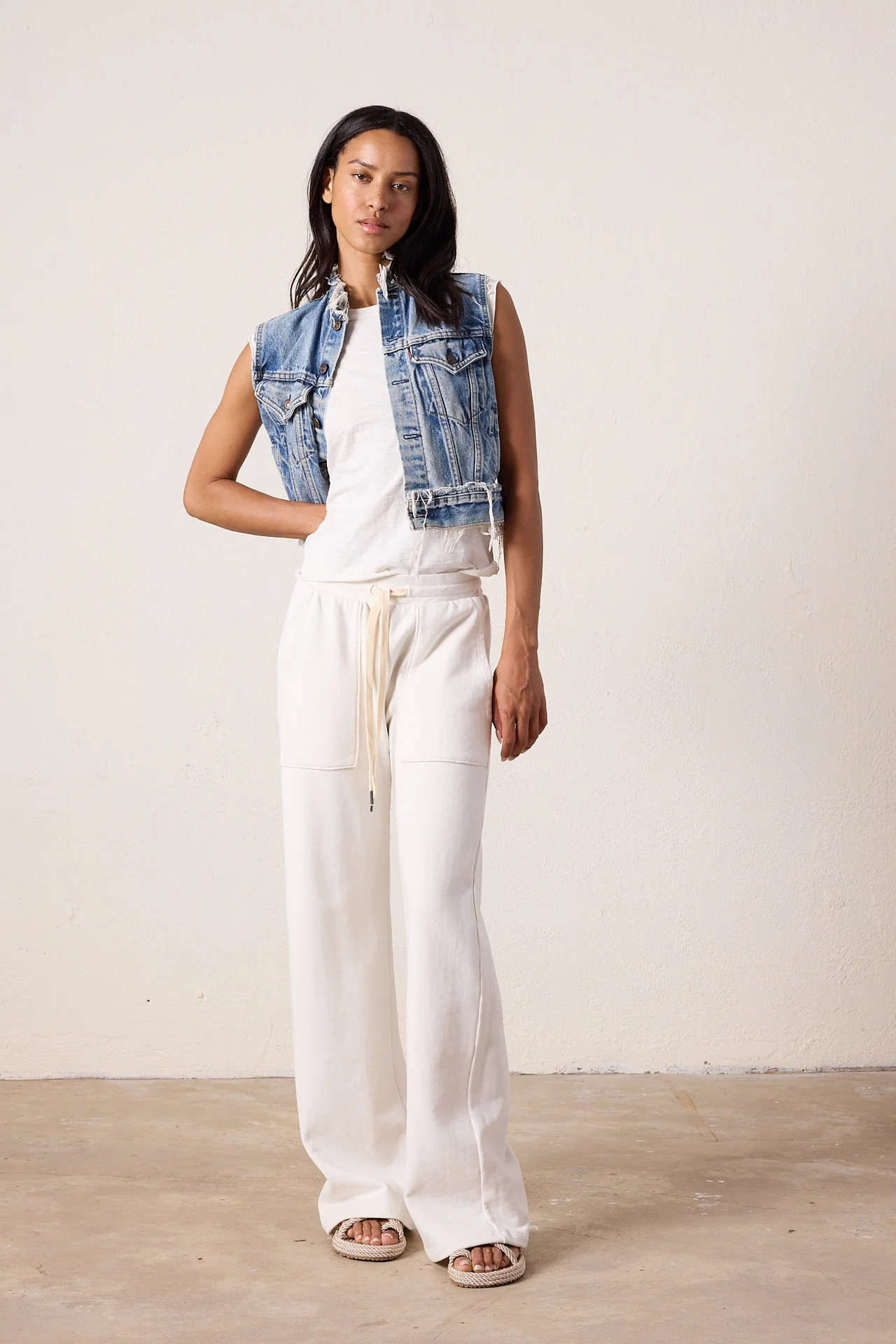 Women’s Sweatpants – NSF Franky Wide Leg Sweatpants in Soft White | NSF Clothing
