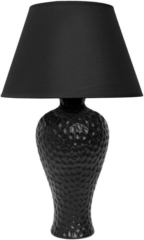 Simple Designs LT2004-BLK Textured Stucco Curvy Ceramic Table Lamp, Black | Amazon (US)