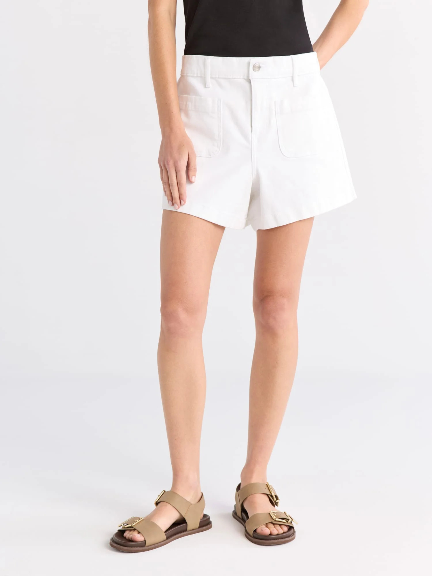 Free Assembly Women's and Women's Plus Patch Pocket Denim Shorts, 4" Inseam, Sizes 0-28W | Walmart (US)