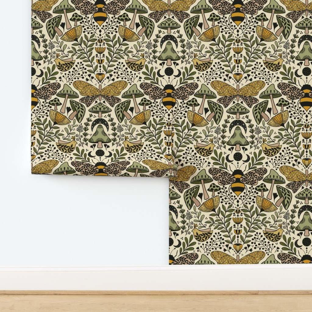 Updated Large scale Natural Habitat of Bees and Moths wild grass and Wallpaper | Spoonflower | Spoonflower
