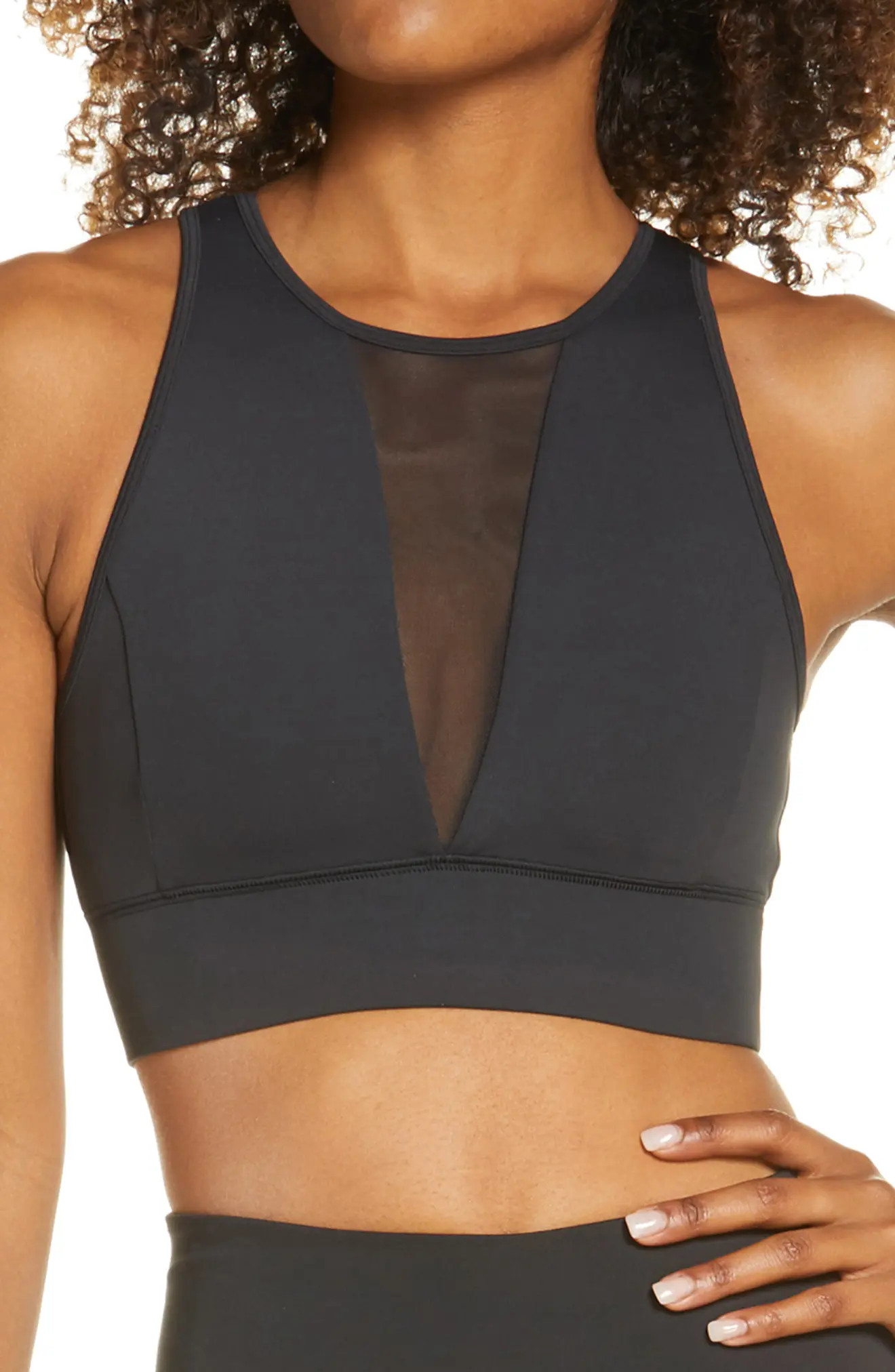 Women's Ivl Collective Illusion Mesh Sports Bra, Size 12 - Black | Nordstrom