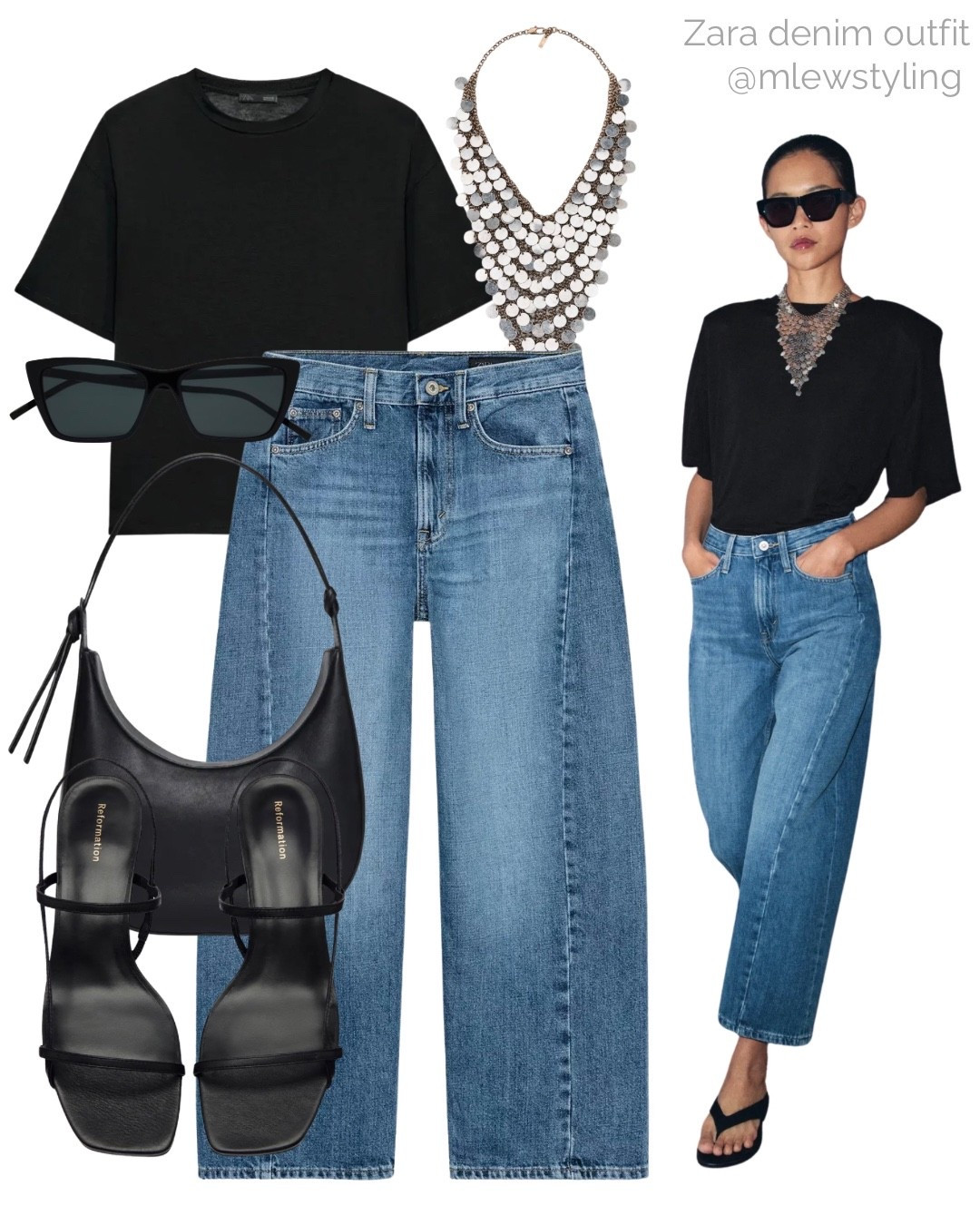Zara denim outfit for the weekend ✨

Tags: date night outfit, drinks with friends, spring to summer transitional look, capsule wardrobe, barrel leg jeans, black tee, statement necklace, black leather bag, reformation heeled sandals

#LTKjeans #LTKdatenight #LTKsummer