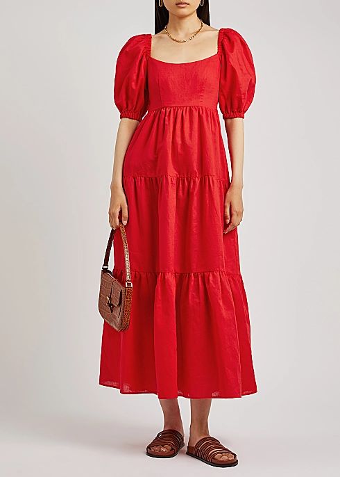 Gianna red linen-blend maxi dress | Harvey Nichols (Global)