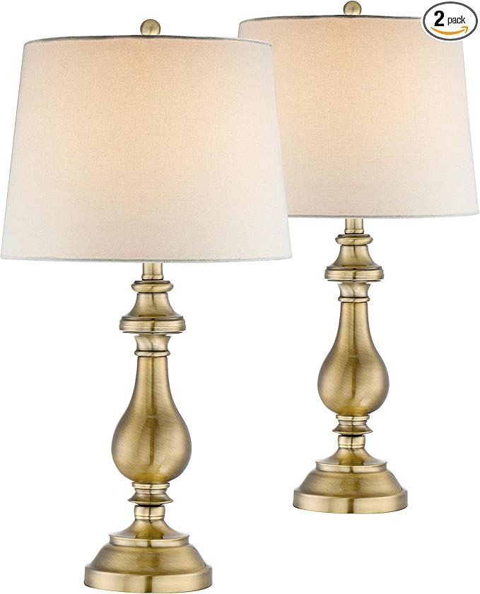 Regency Hill Fairlee Traditional Candlestick Style Table Lamps 26" High Set of 2 Antique Brass Go... | Amazon (US)