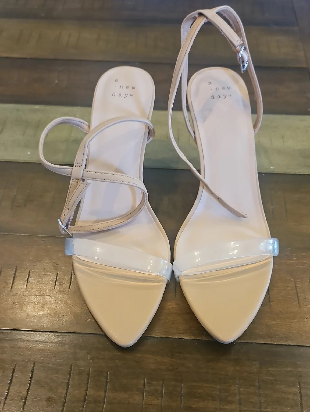 NWOT a new day Nude Clear-Strap Pointed Slingback Heels | Poshmark