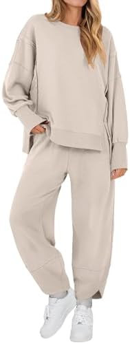 ANRABESS Womens 2 Piece Outfits Sweatsuits Oversized Sweatshirts Barrel Pants Matching Lounge Set... | Amazon (US)