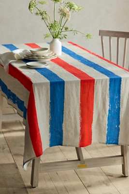 Americana Stripe Linen Tablecloth | Anthropologie (US)