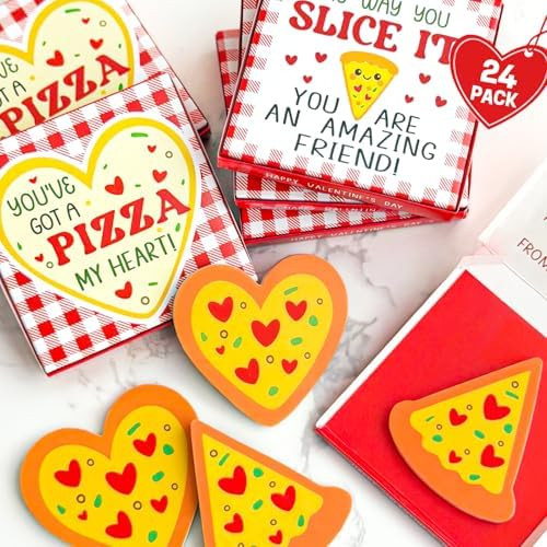 Valentines Day Gifts for Kids - Valentines Day Cards for Kids School - 24 Pack Valentine Mini Piz... | Amazon (US)