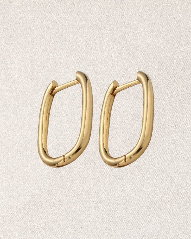 Rectangle Hoop Earrings  Gold Filled Hoop Earrings  Simple | Etsy | Etsy (US)