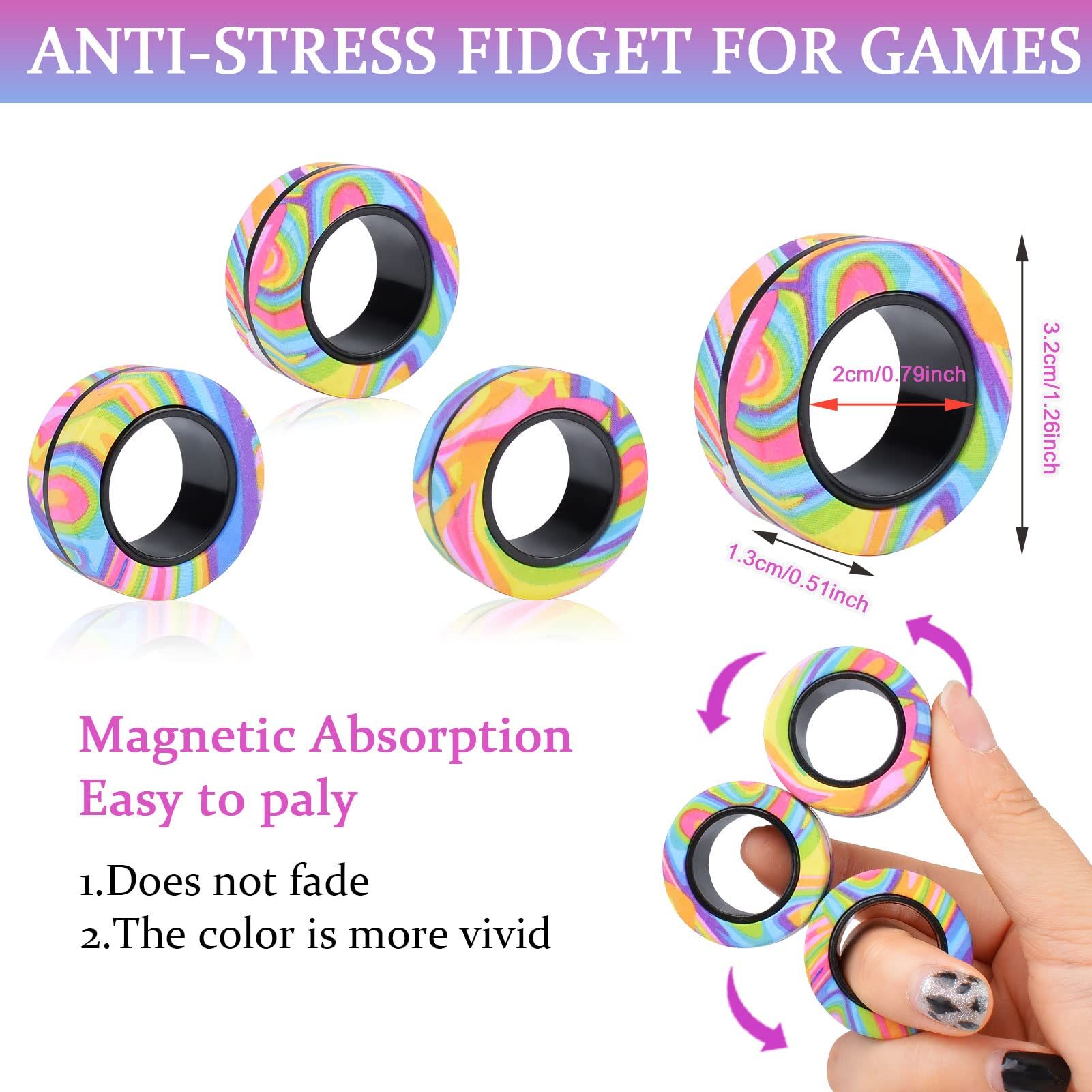 3Pcs Magnetic Rings Fidget Toy Set, ADHD Anxiety Magnetic Fidget Toys Adults Fidget Spinner Rings... | Amazon (US)