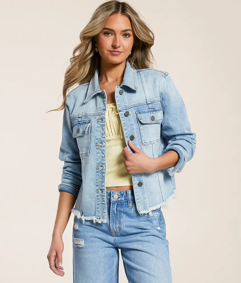 Washed Denim Stretch Jacket | Buckle