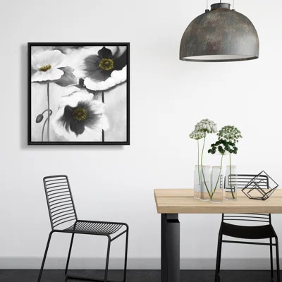 Black and White Flowers | Floral Botanical Framed Canvas Decor | Wayfair North America