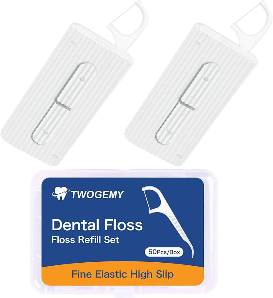 TWOGEMY Dental Floss, 2 Pack 10 Count and 50 PCS/Box, Total Package of 70 Picks Adult Floss in Se... | Amazon (US)
