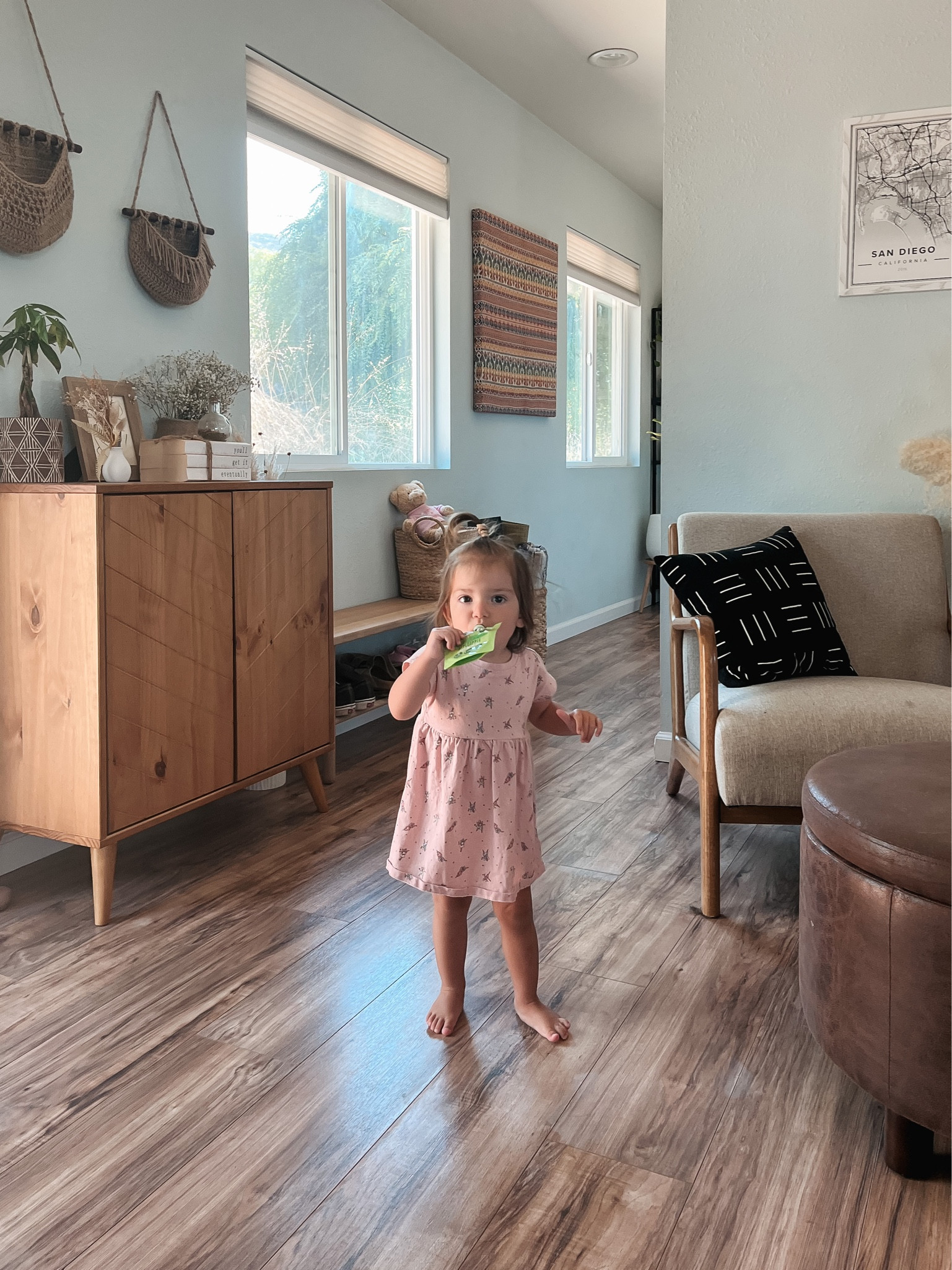 Baby girl in the cutest Summer dress makes our little boho living room look even better 🥰 

Wooden furniture, Natural wood, Boho home decor, Boho modern home design, Living room chair, Living room furniture, Bohemian decor

#LTKfamily #LTKbaby #LTKhome