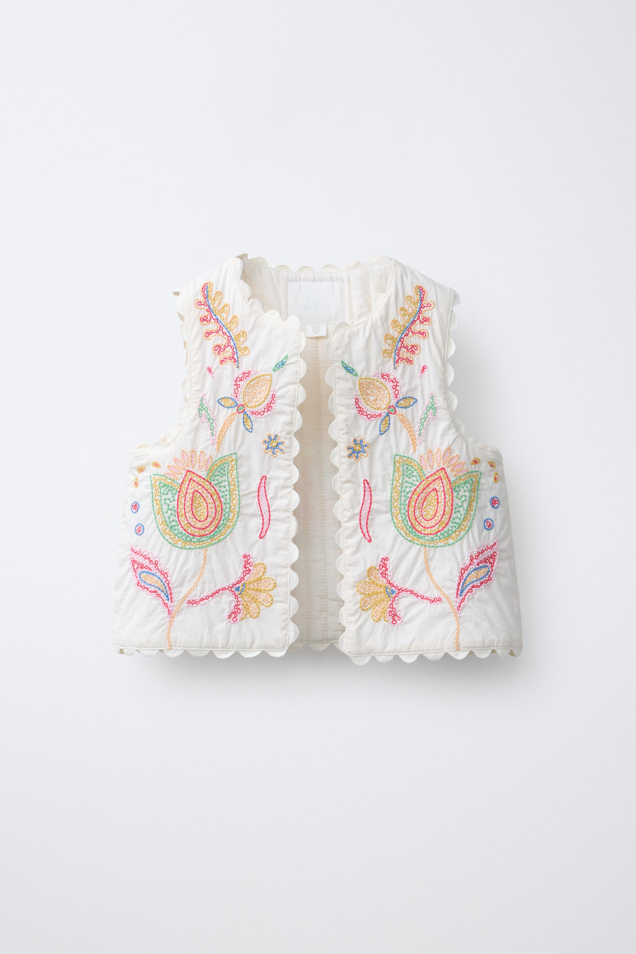 FLUORESCENT EMBROIDERED FLORAL VEST | Zara UK
