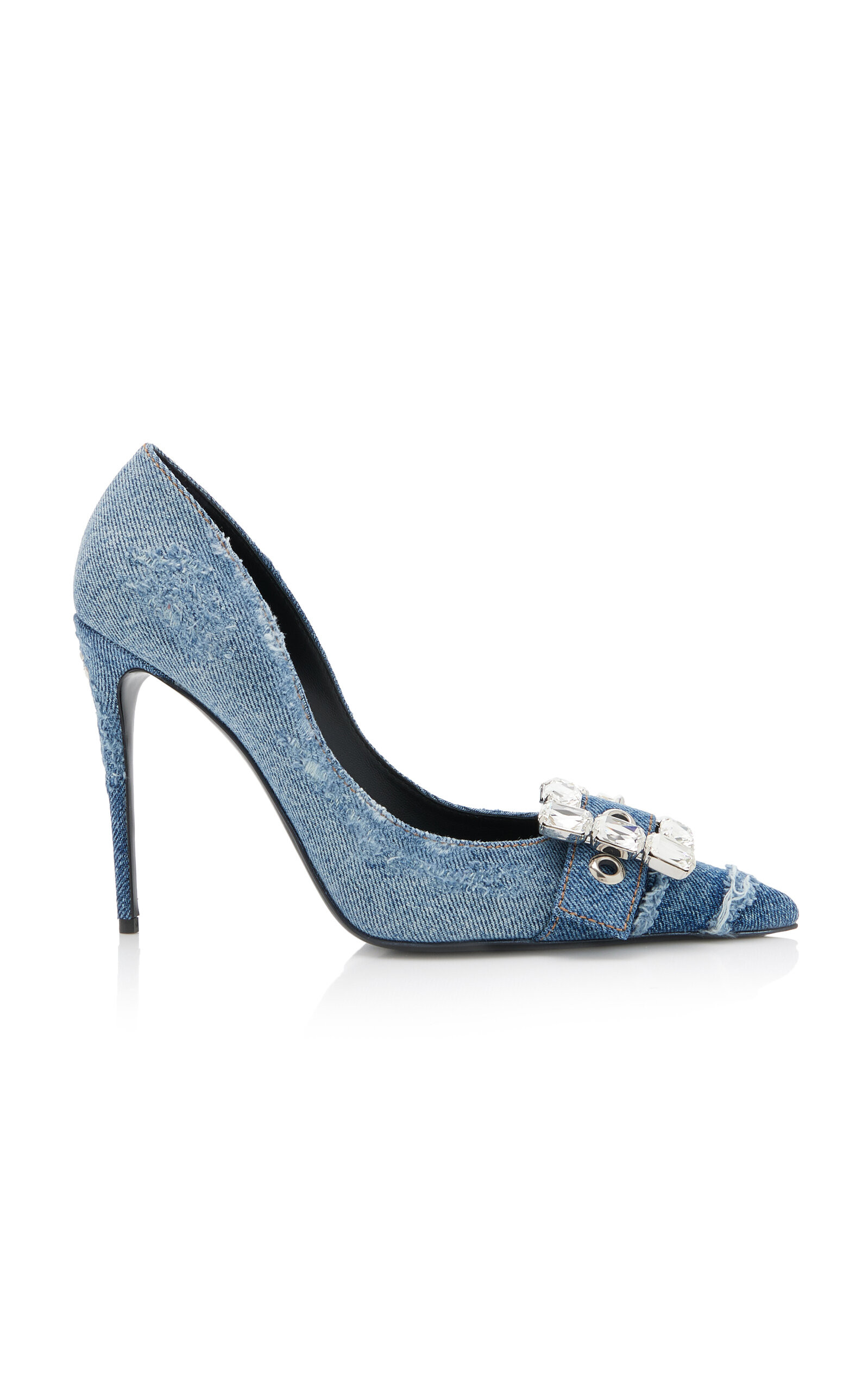 Crystal-Embellished Patchwork Denim Pumps | Moda Operandi (Global)