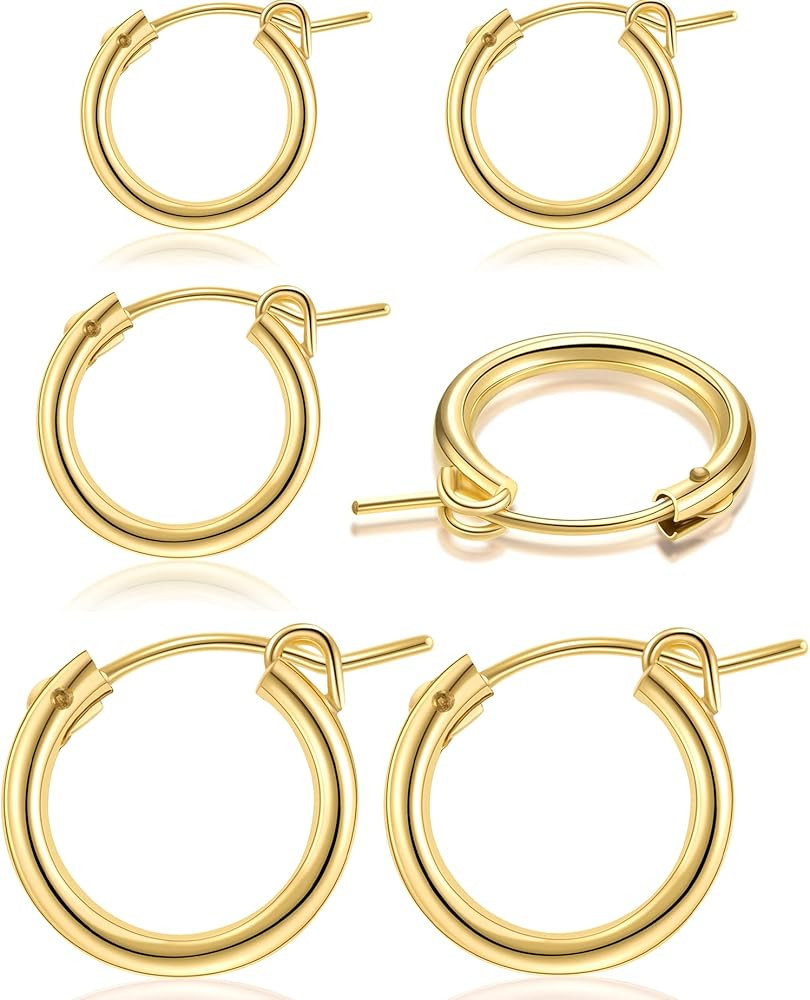 Dainty Small Gold Hoop Earrings for Women Set, Upgrade S925 Sterling Silver Hypoallergenic Hoops ... | Amazon (US)