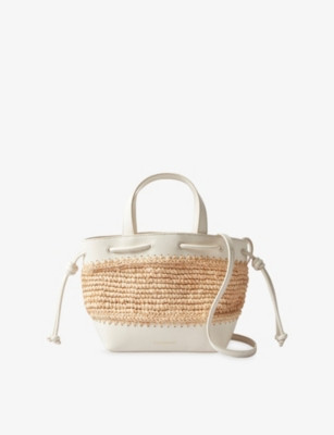Branded Raffia and Leather Shoulder Bag | Selfridges