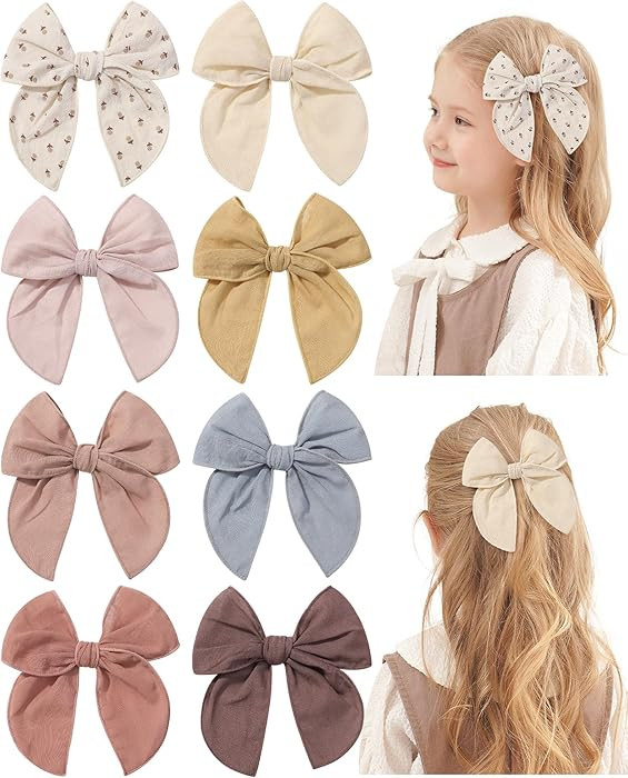Doboi 8PCS Baby Girls Hair Clips Fable Hair Bows Cotton Linen Bows for Girls Hair Accessories for... | Amazon (US)