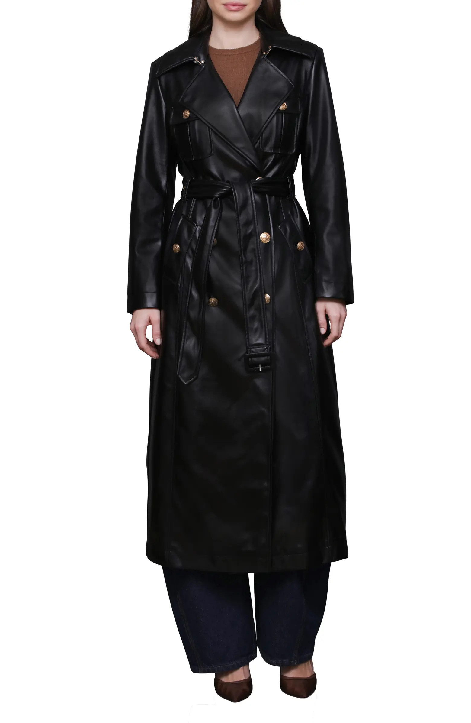 Avec Les Filles Belted Faux Leather Utility Trench Coat | Nordstrom | Nordstrom