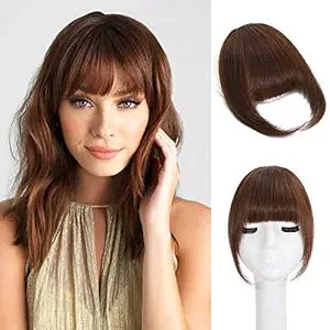EBENK 100% human hair bangs - 8g Clip in Wispy Bangs with Temples, Faux Bangs Hair Clip, Easy Hai... | Amazon (US)