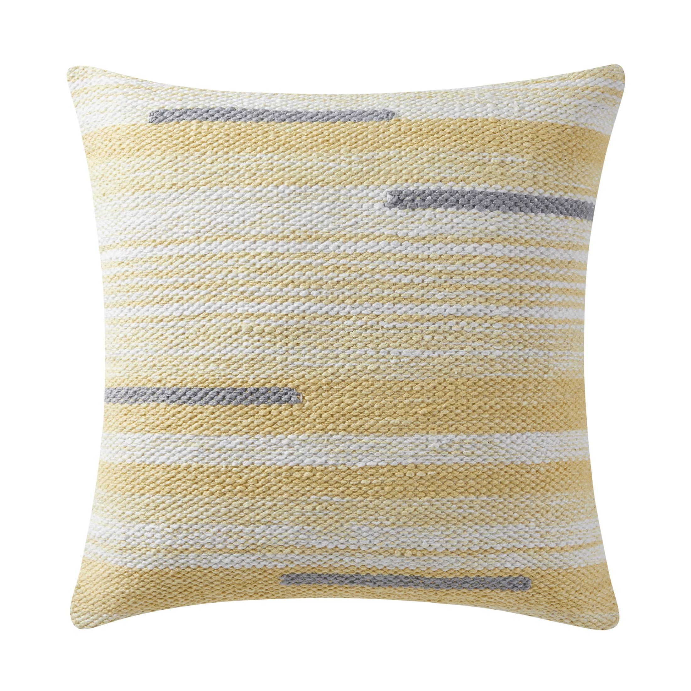 Gap Home 100% Organic Cotton Chunky Yarn Dyed Decorative Pillow Yellow 20" x 20" | Walmart (US)