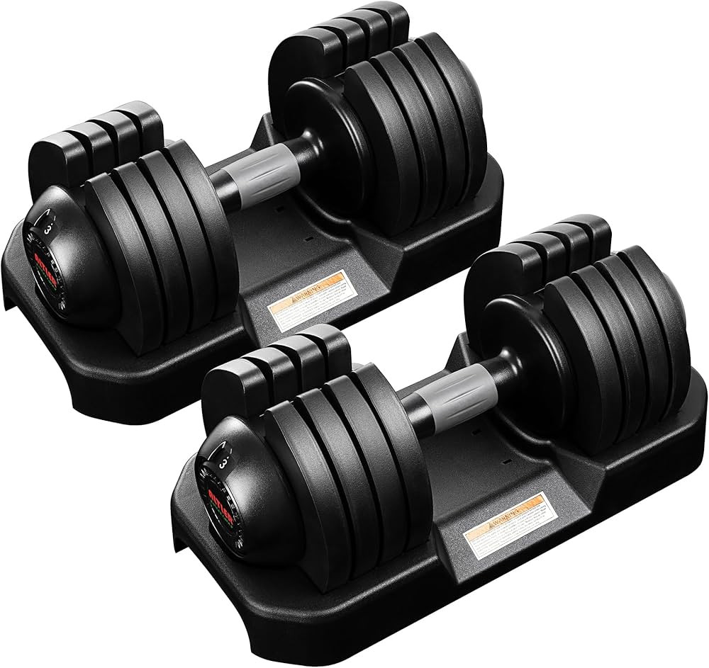 52LBS Single/Pair Adjustable Dumbbells Set Premium Rubber Coated Dumbbell Set with Secure Locking... | Amazon (US)