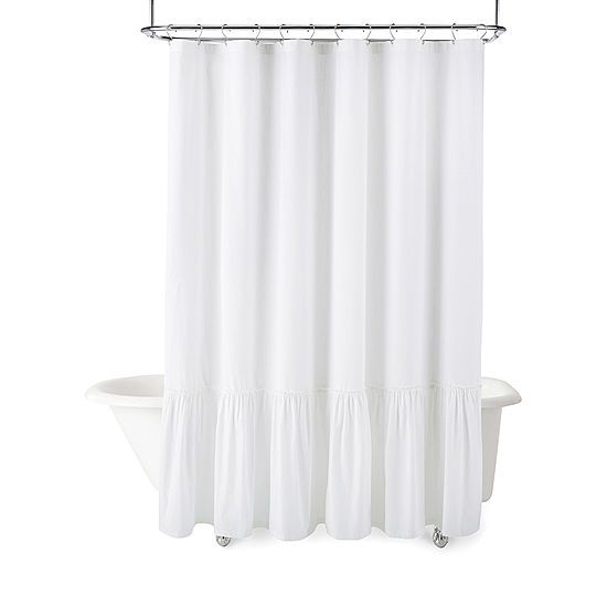 Linden Street Solid Ruffle Shower Curtain | JCPenney