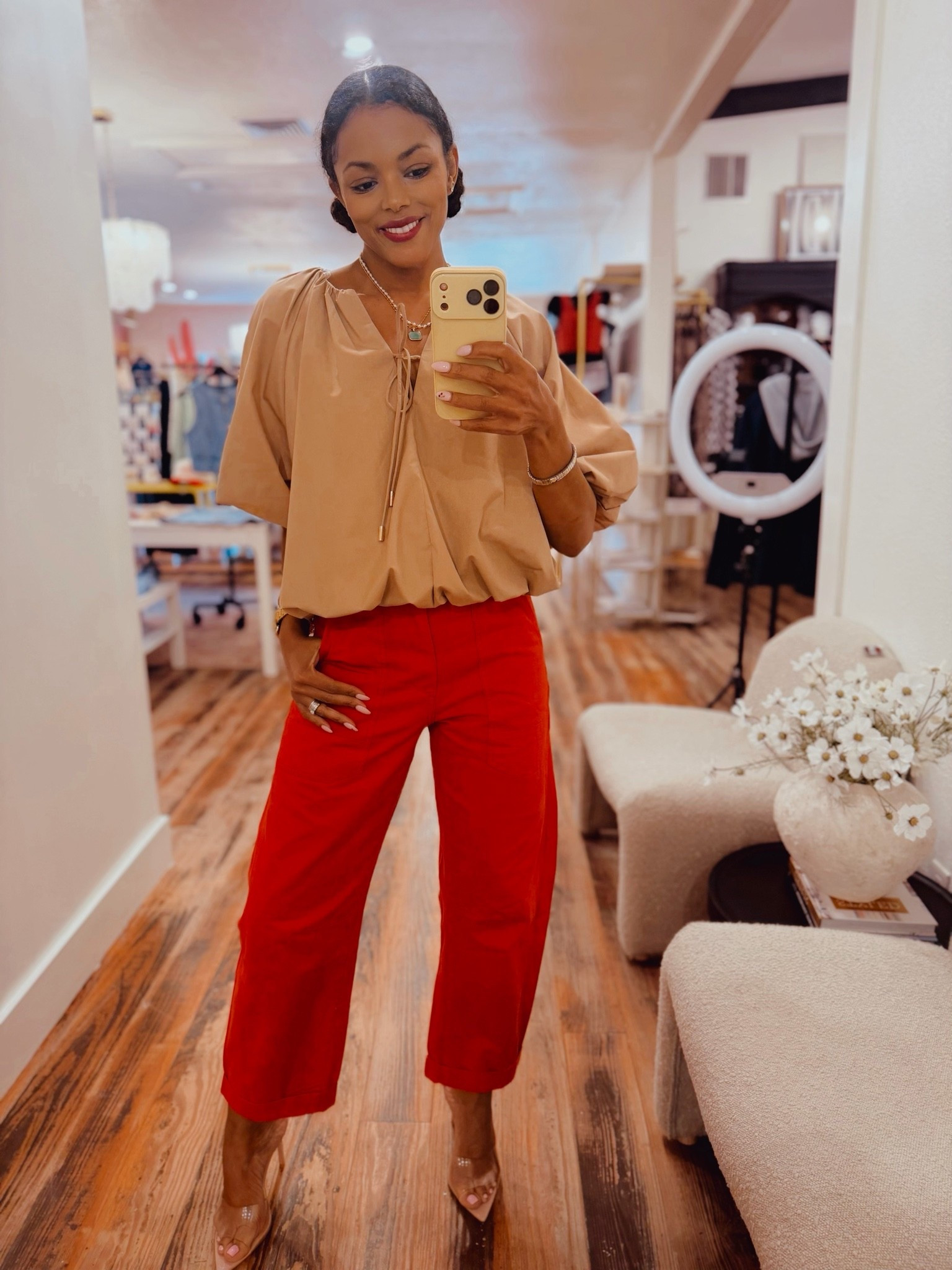 Yall are going crazy over this top.. so am I! Loving this top from @thecollectiontx comes in multiple colors! Wearing M oh and this pop of red! 
Like this post, comment SHOP & I'II send you the links!
I am 5’5• 130Ib • 36B • 24/25 waist. All links can be found on @shopltk app following: @nursebeautypreneur
You must be following @nursebeautypreneur on IG
to receive the DM with links
outfit, summer outfit, easy casual outfit, 40s style, 40s fashion

#LTKgrwm #LTKootd #LTKmomlife